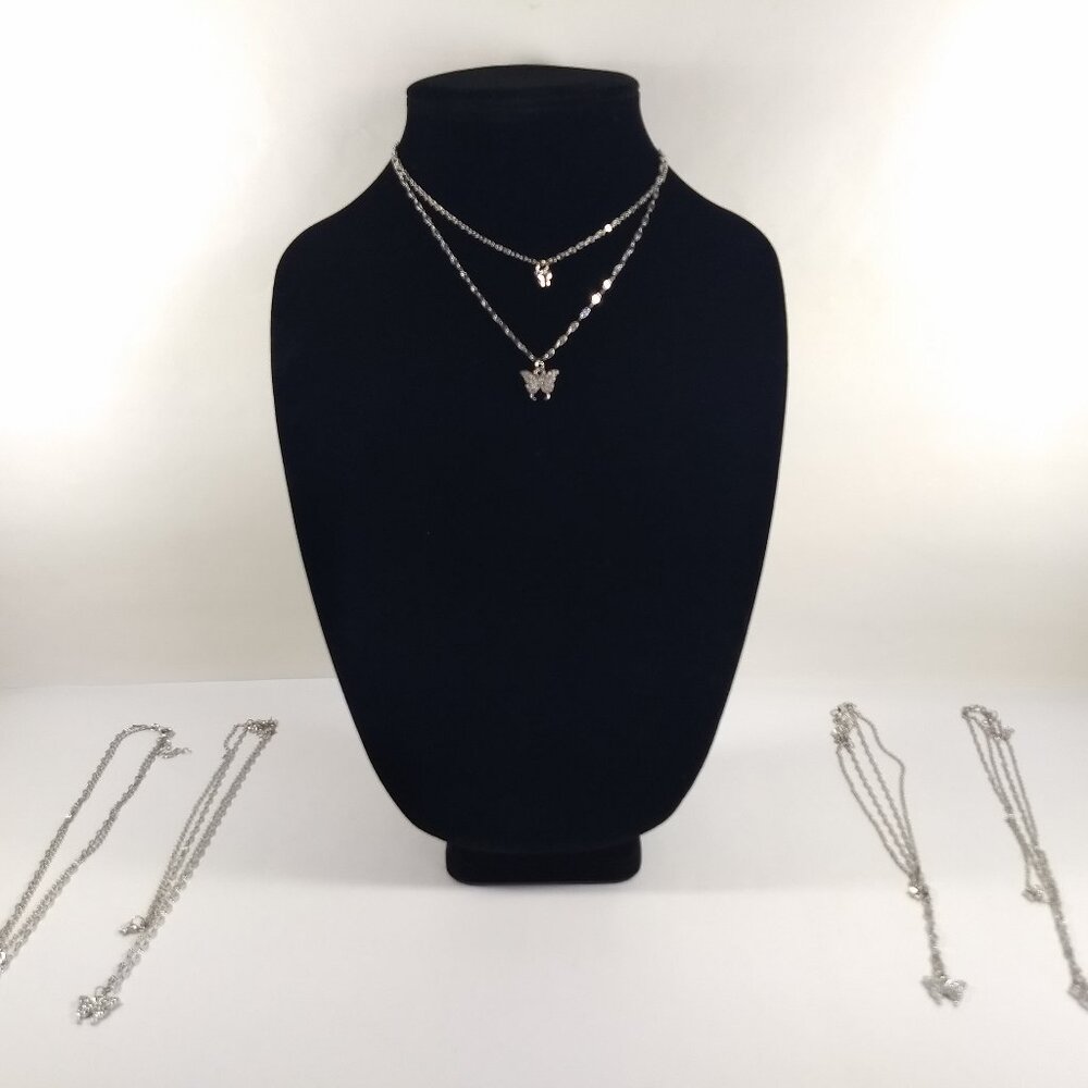 Butterfly Two Double Strand Necklace Lot 5 Identical Wedding Bridal Party Prom